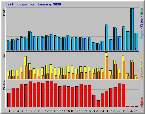 Daily usage for January 2020