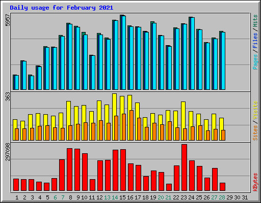 Daily usage for February 2021