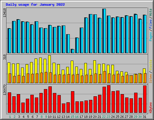 Daily usage for January 2022